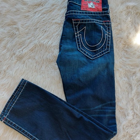 True Religion Women's Straight Leg Mid Rise Thick Stitches Denim Jeans Size: 29 - Picture 11 of 14